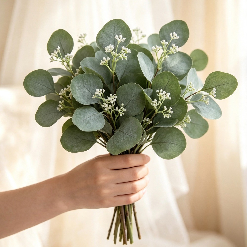 Florist Supply Bulk - 1/3本入り人工ユーカリの枝、フェイクステム、フェイクリーフ、家庭用ウェディングブーケ、テーブルセンターピース、花瓶、フラワーアレンジメント用