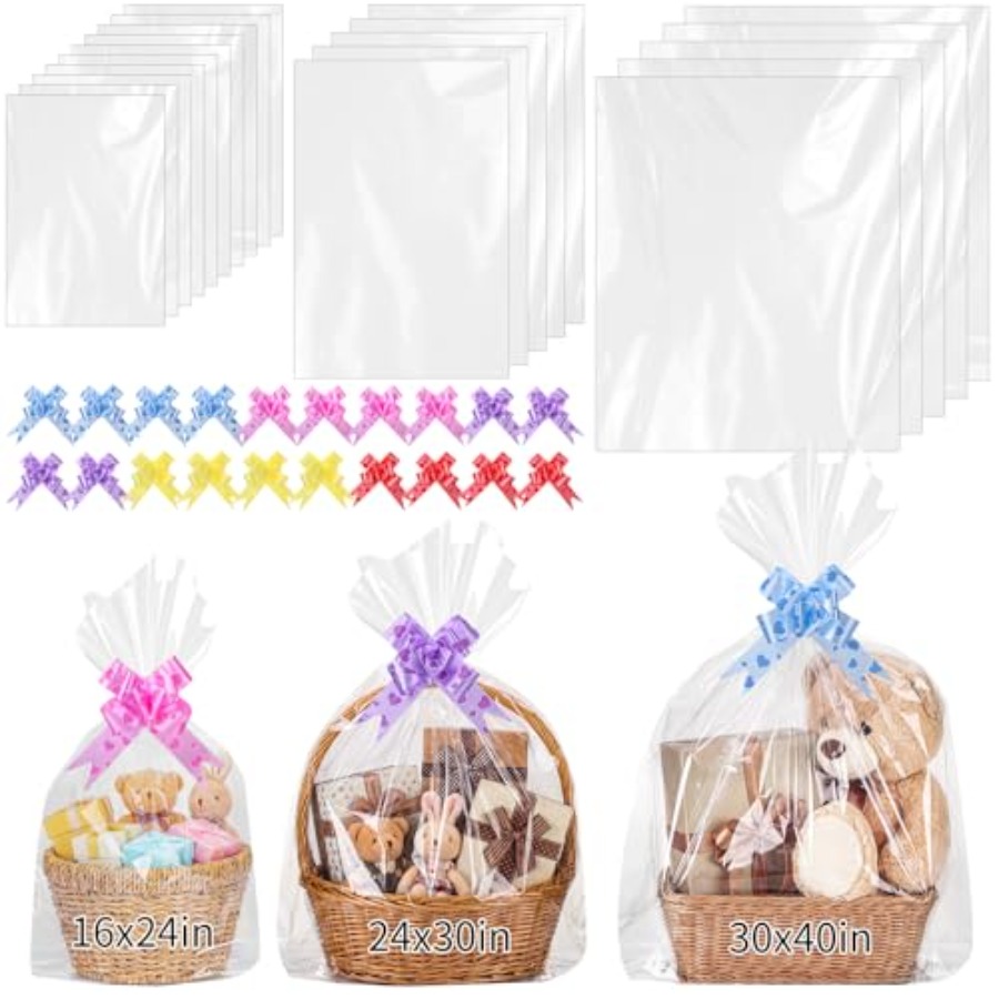 Cellophane Wrap Clear - 20枚入り大型セロファンバッグ 3サイズ 30x40 24x30 16x24インチ 透明セロファンラップ