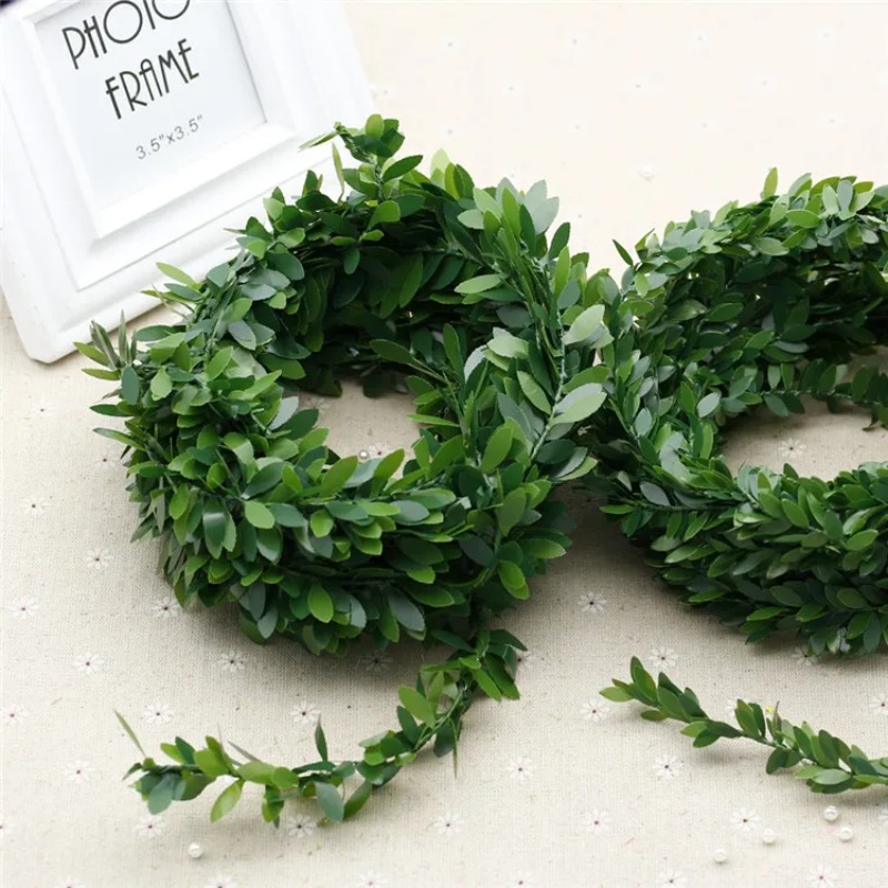 Wreath Form Wire - 新しい1メートルの人工シルク製リース、緑の葉と鉄線を使った人工花のつる、籐製、車の装飾、DIY、ウェディングフラワーに最適