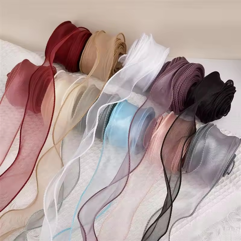 Ribbon Organza Roll - 10ヤード/ロール シアーシフォンリボン オーガンザサテンリボン ギフトラッピングデコレーション ウェディングブーケ リース