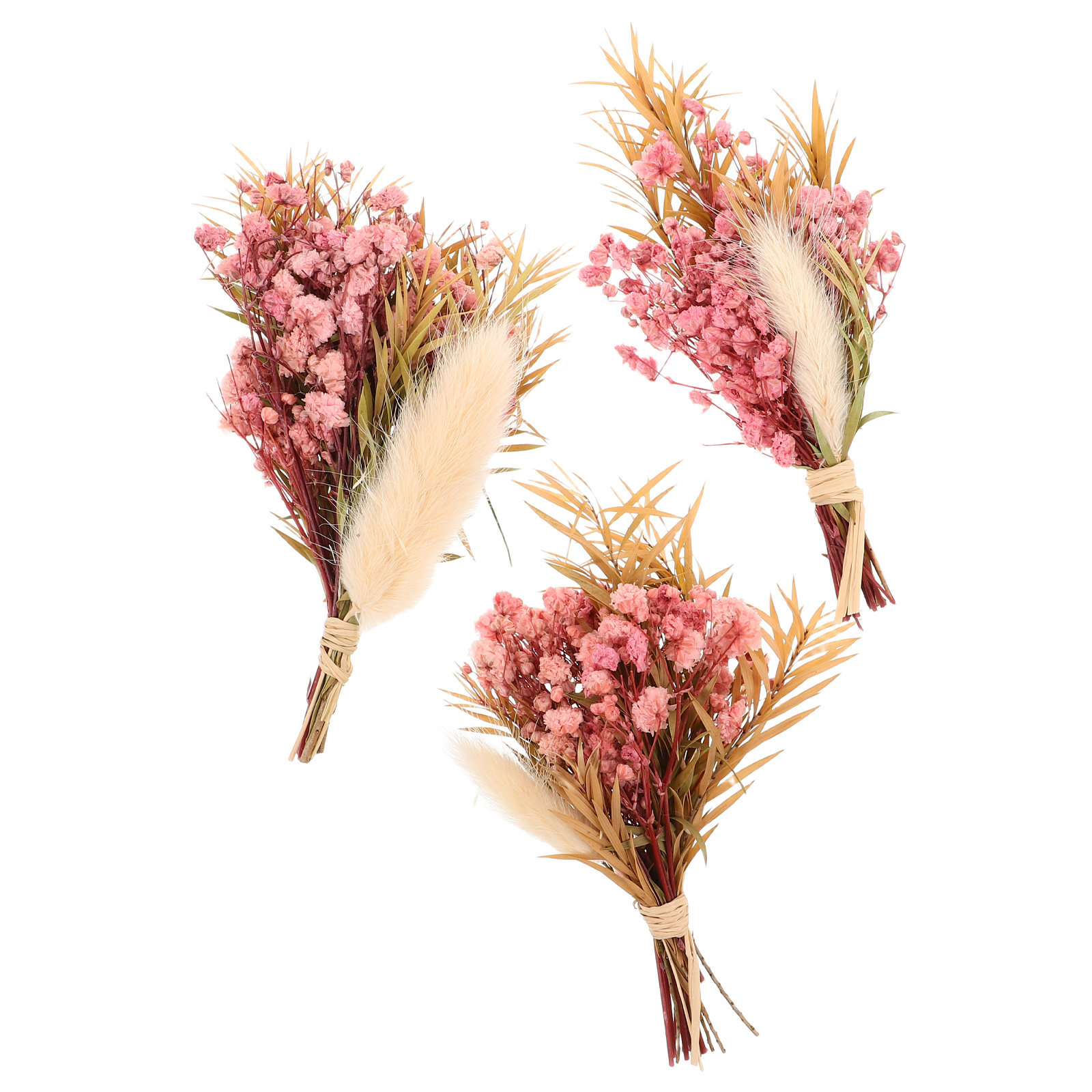 Dried Flower Bunch - 3 個ミニドライフラワーブーケナチュラル小さなドライフラワーアレンジメント花瓶装飾コンパクトホームデコレーションドライフラワーセット