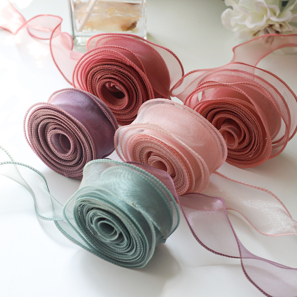 Ribbon Organza Roll - フラワーブーケ用サテンリボンのロール,チュールオーガンザリボン,メッシュ生地,韓国レース,40mm, 10ヤード