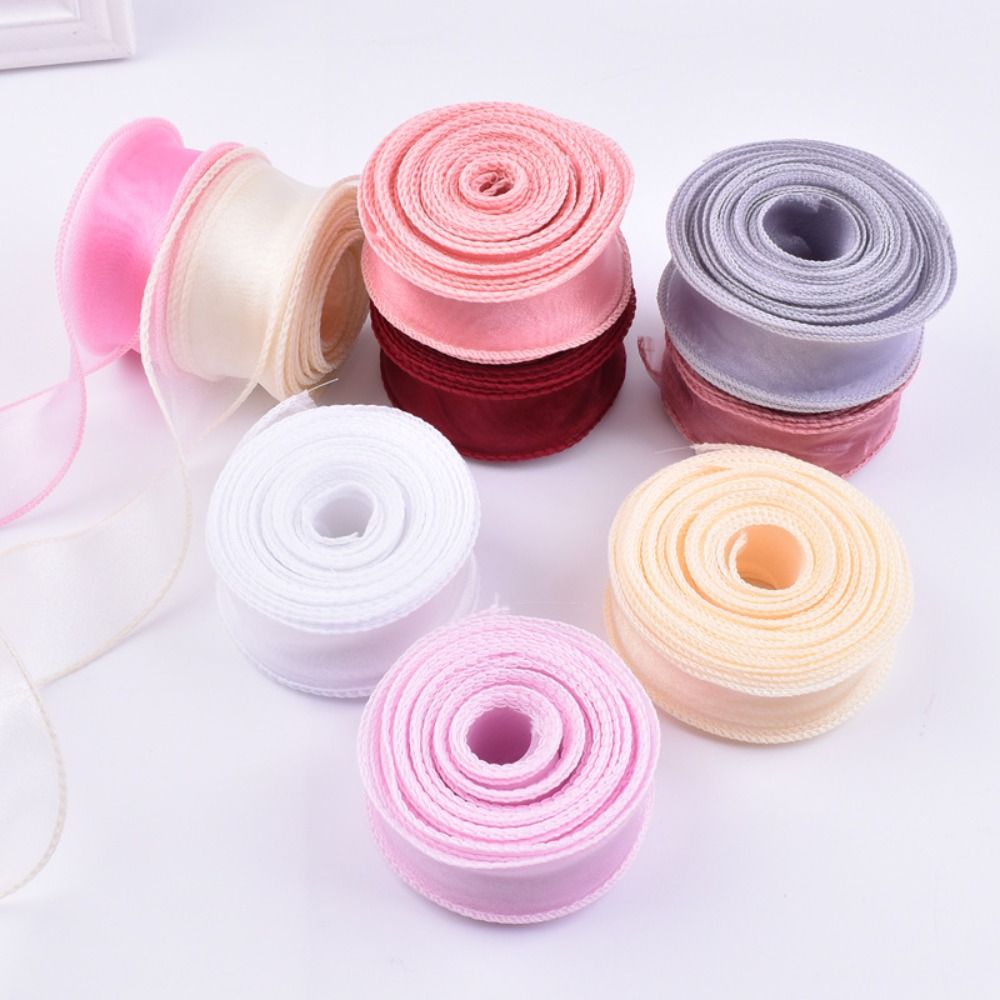 Ribbon Organza Roll - 40mm幅、10ヤード巻きのサテンリボン、フラワーブーケラッピング用メッシュ生地、オーガンザリボン、花柄、結婚式の装飾用