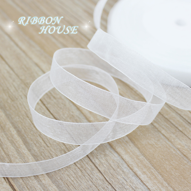 Ribbon Organza Roll - (50 ヤード/ロール) 12/15/20/25/40/50 ミリメートルオーガンザリボン卸売白ギフト包装装飾クリスマスリボン