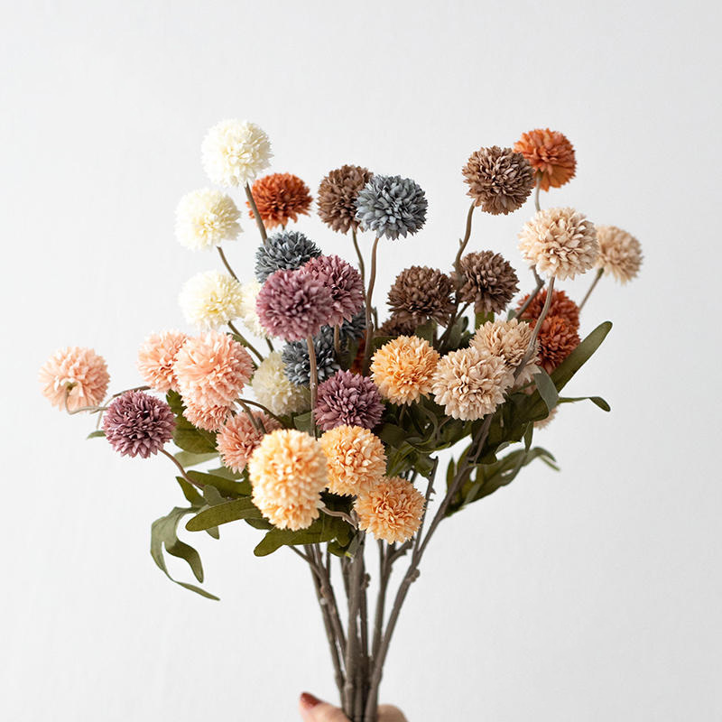 Baby Breath Dried - 5 ヘッドタンポポ造花ブライダルブーケ結婚式ホームパーティーの装飾フラワーアレンジメントクリスマス装飾アジサイ