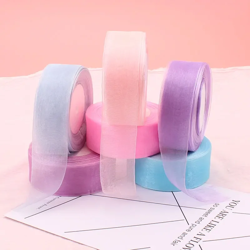 Ribbon Organza Roll - 4 センチメートルシフォンオーガンザリボン卸売ギフトラッピング装飾クリスマスリボン DIY 衣類手作りベビーアクセサリー 50 ヤード/ロール