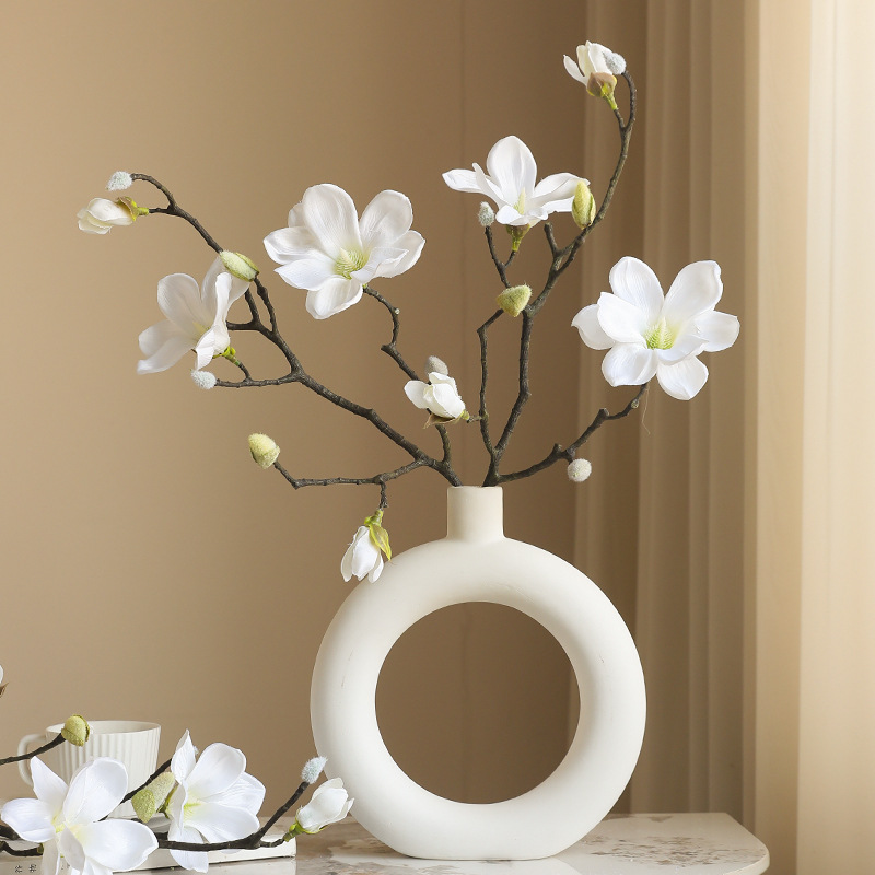 Dried Flower Bunch - 人工マグノリアの花,58cm,家の装飾,レトロな花の装飾品,シミュレートされた花,結婚式や家の装飾用