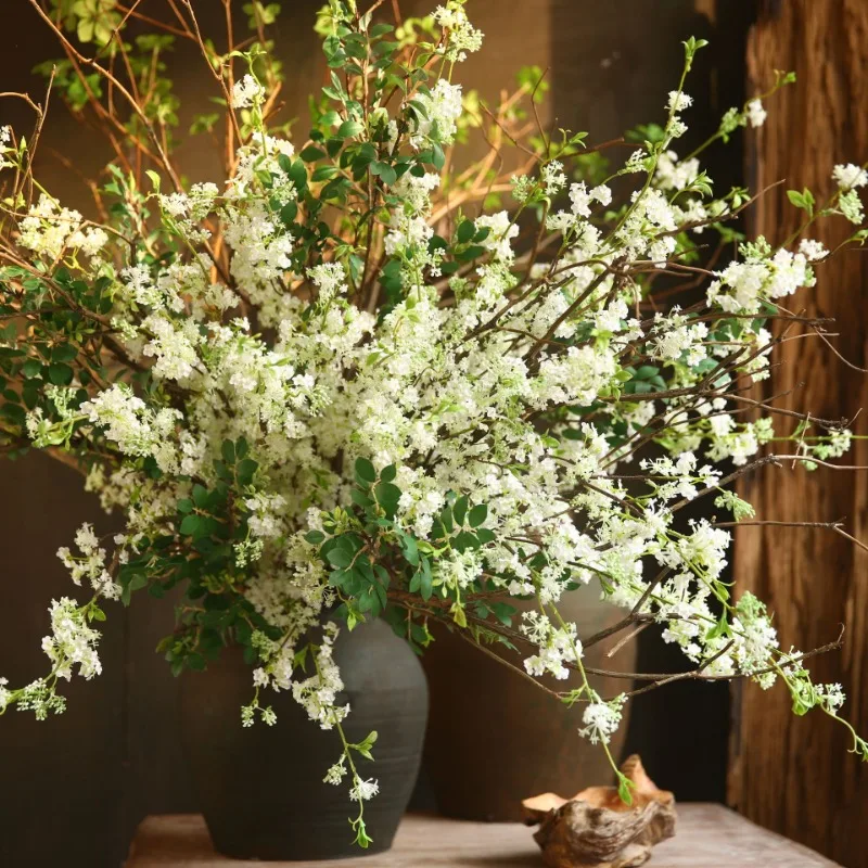 Baby Breath Dried - 結婚式のための人工雪ウィローの花、シルクのテクスチャ、アメリカの牧歌的なスタイル、リビングルームの装飾、diyのアクセサリー、100cm