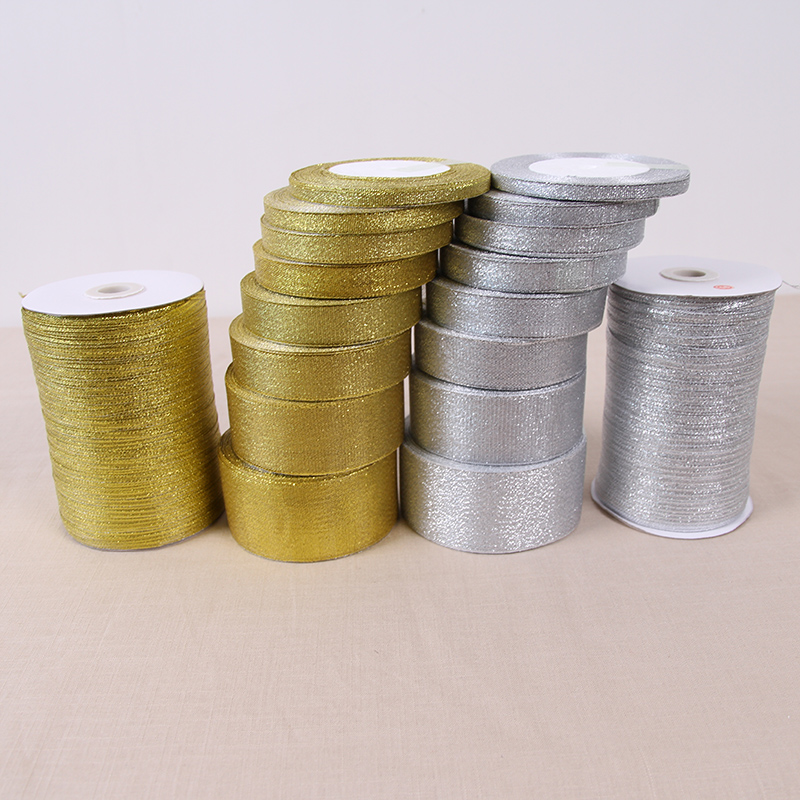 Ribbon Organza Roll - 手作りゴールドとシルバーのオニオンリボン 25 ヤード/ロールメタリック光沢結婚式クリスマス装飾 DIY ウェビングカードギフトラッピング
