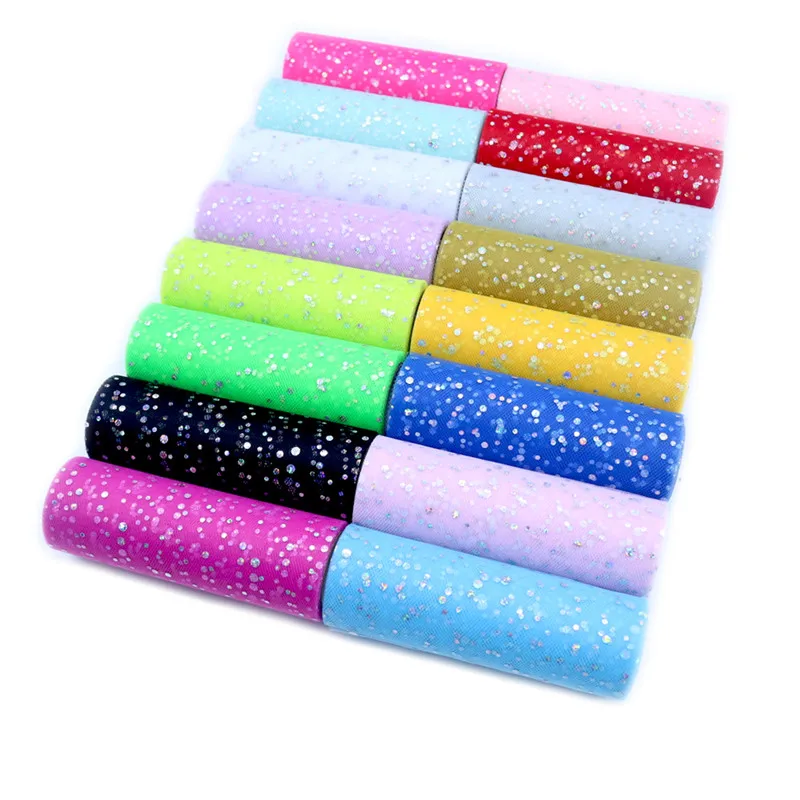 Ribbon Organza Roll - セレモニー用スパンコールチュールロール,15cm x 9.1m,ウェディングスカート用,オーガンザ,レーザー,diy,誕生日パーティー用品
