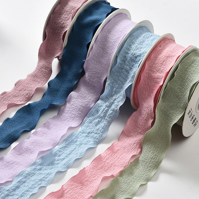 Ribbon Organza Roll - 弓型ヘアアクセサリー手作り装飾生地DIY 10ヤード/ロールしわ加工レースエッジリボンフラワーギフト包装ドロップシッピング