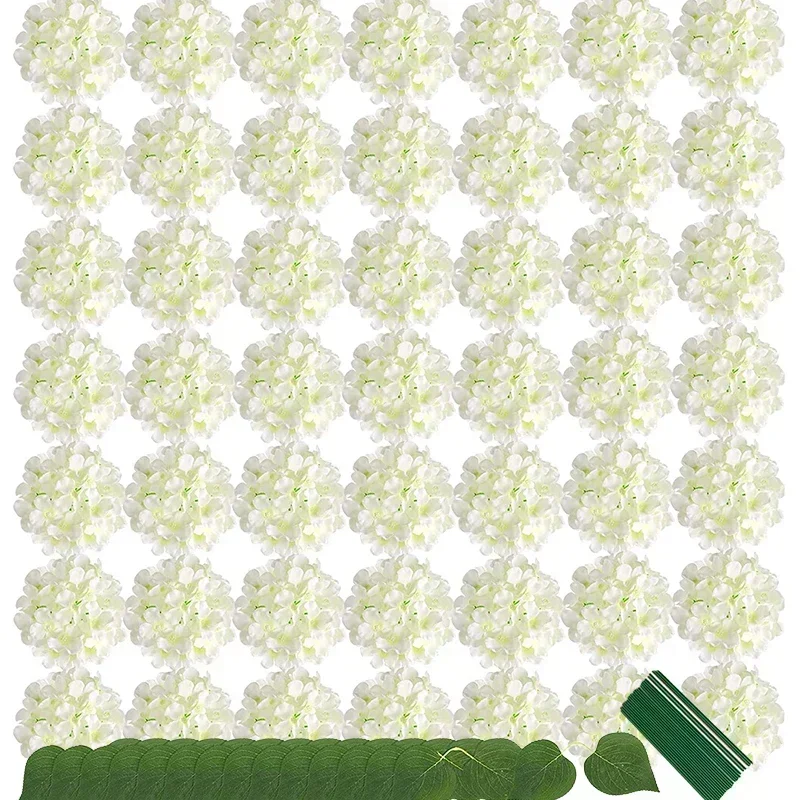 Florist Supply Bulk - 50 個アジサイ造花取り外し可能な茎シルクアジサイヘッド花結婚式のセンターピースパーティー DIY