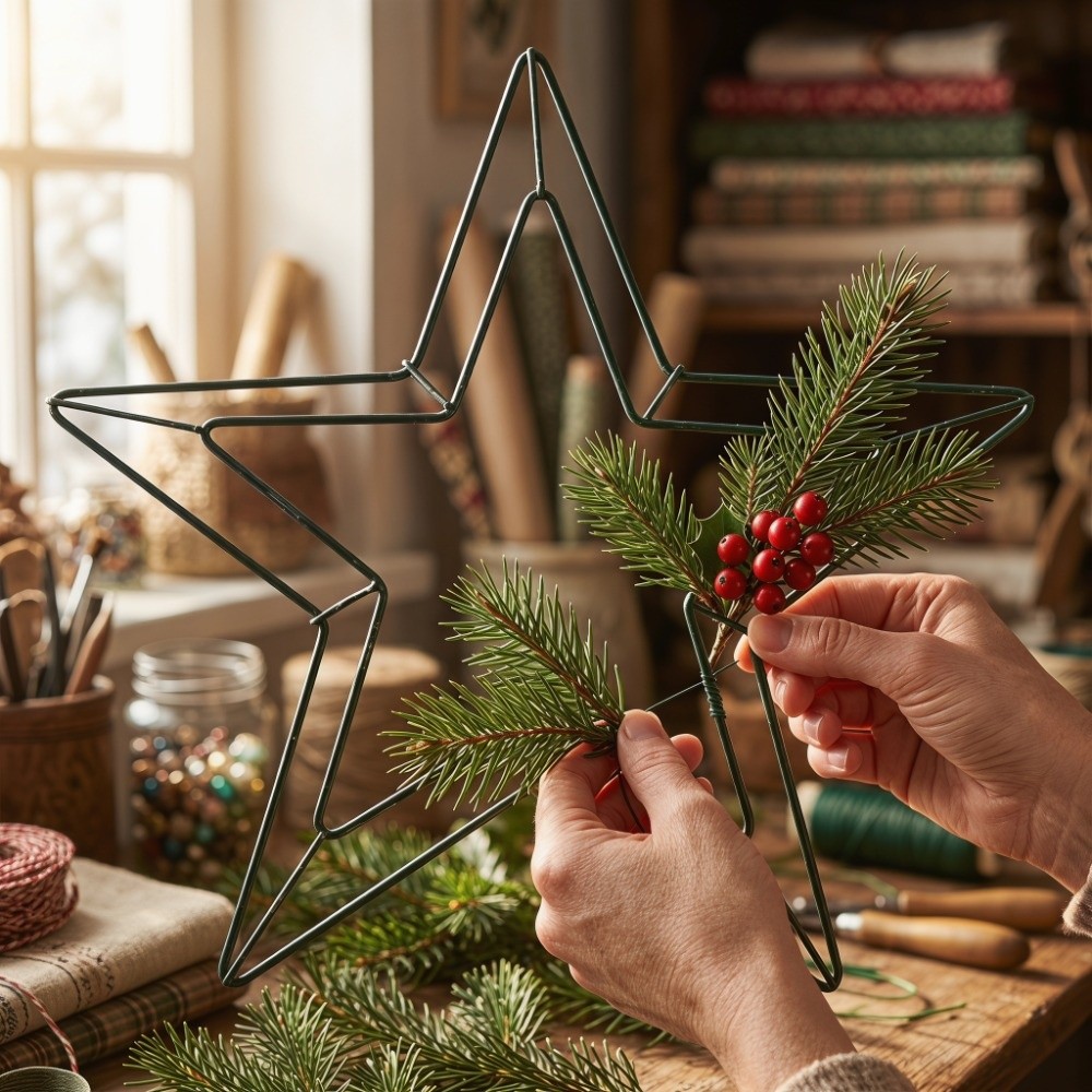 パーソナライズ可能なメタルワイヤースターリースフレーム 11 - Wreath Form Wire のレビューと価格