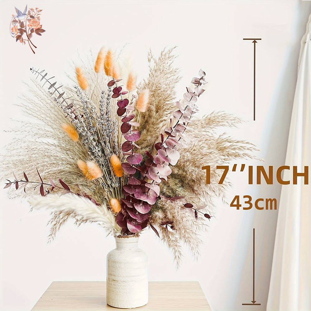 75 個乾燥ススキユーカリの葉の花の花束オレンジ秋の結婚式の - Dried Flower Bunch のレビューと価格