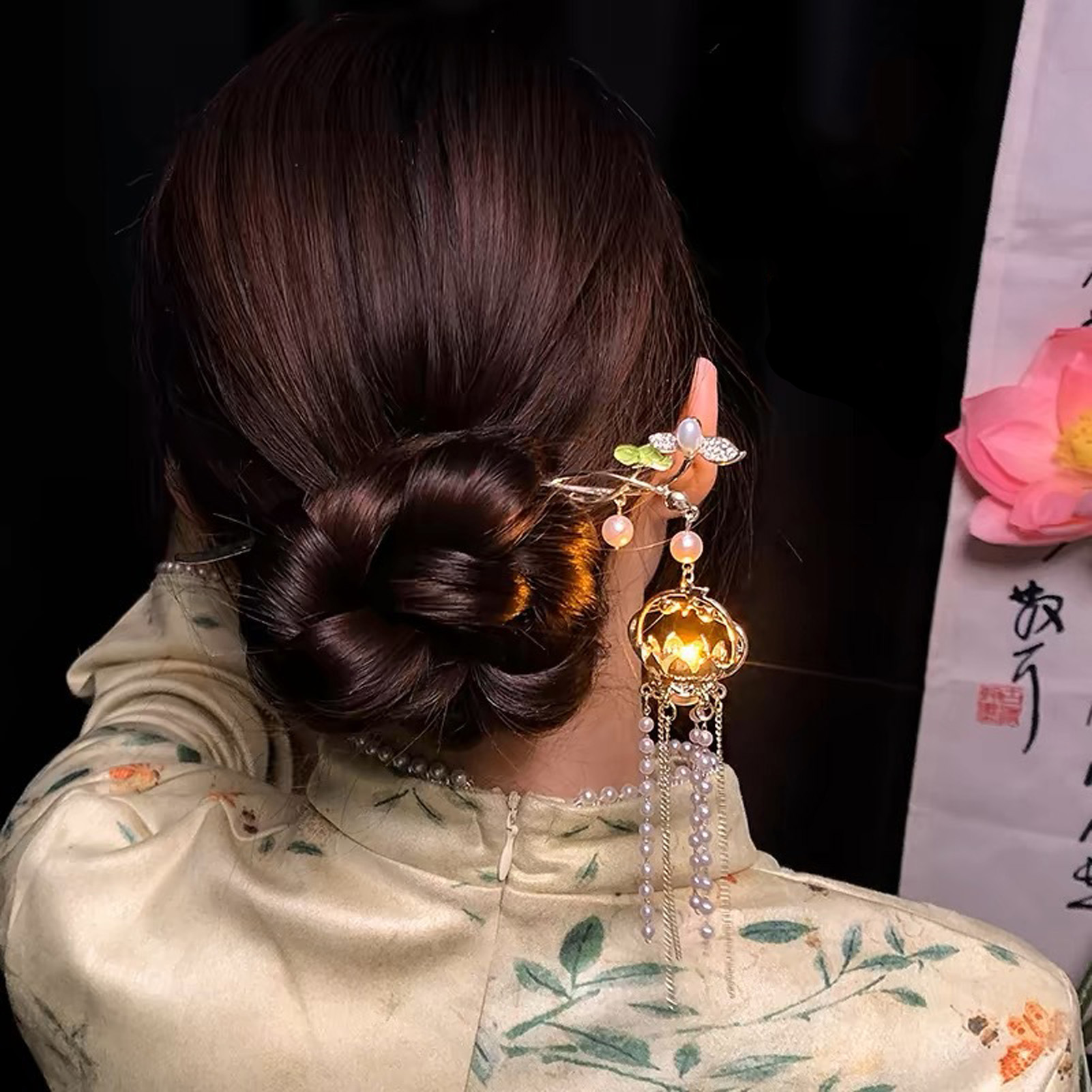 発光花ヘアピン絶妙な蓮の花のタッセルヘアスティックエレガント - Florist Supplies のレビューと価格