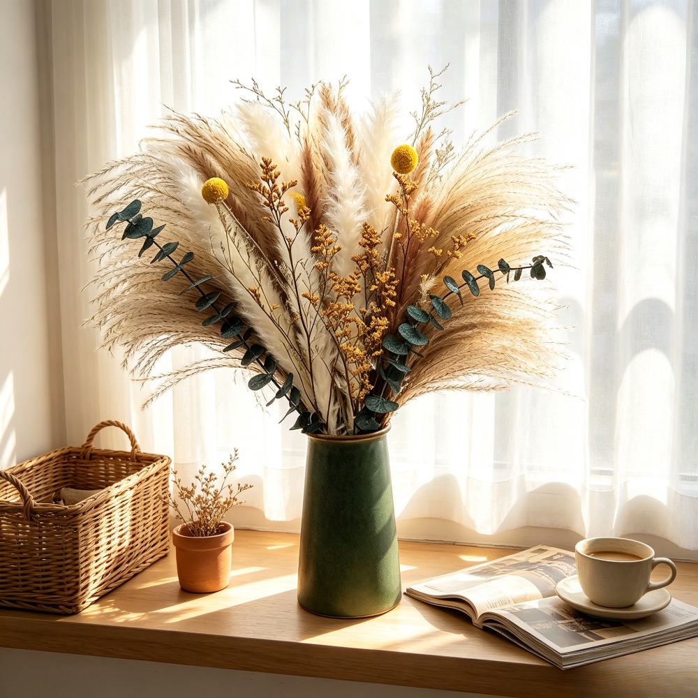 ドライフラワーブーケ、素朴な装飾用ドライフラワーバンチ、ホー - Dried Flower Bunch のレビューと価格