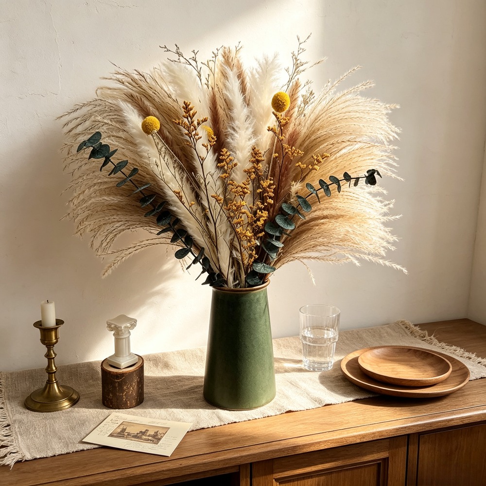 ドライフラワーブーケ、素朴な装飾用ドライフラワーバンチ、ホー - Dried Flower Bunch のレビューと価格