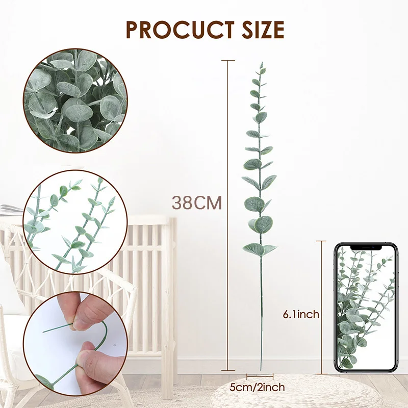 10 個 38 センチメートルユーカリの茎人工ユーカリの葉家 - Florist Supply Bulk のレビューと価格