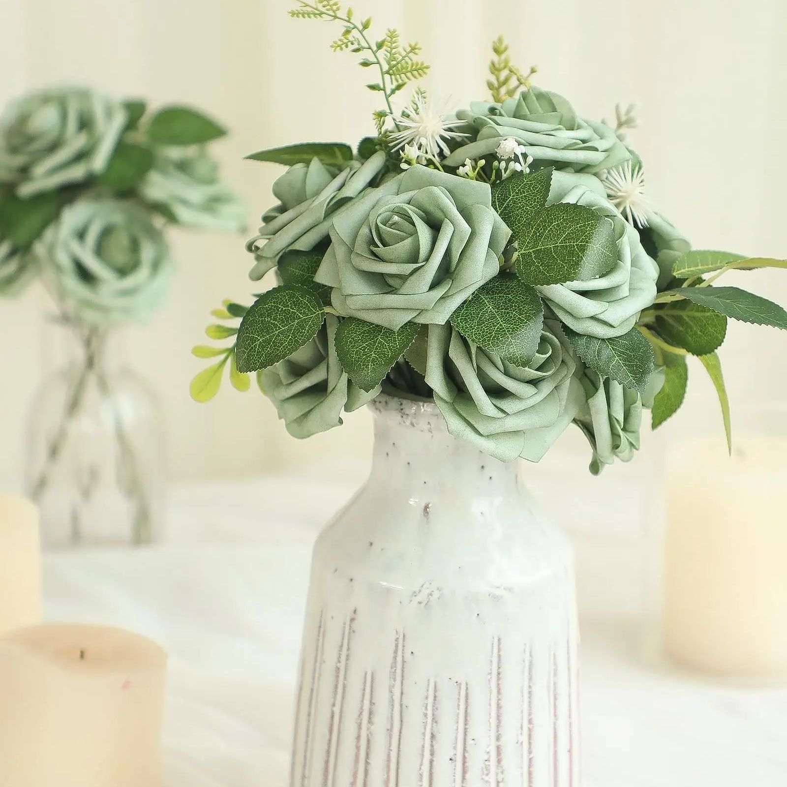 人工緑の泡バラ,偽物の花,結婚式のブーケ,リアルなシャワーセ - Florist Supply Bulk のレビューと価格