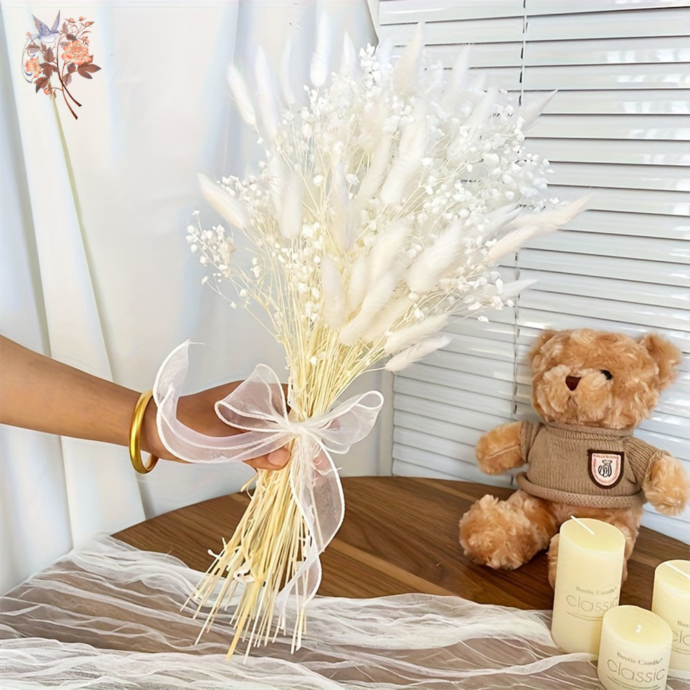 54 個ホワイトドライフラワーブライダルマリアージュブーケナ - Dried Flower Bunch のレビューと価格