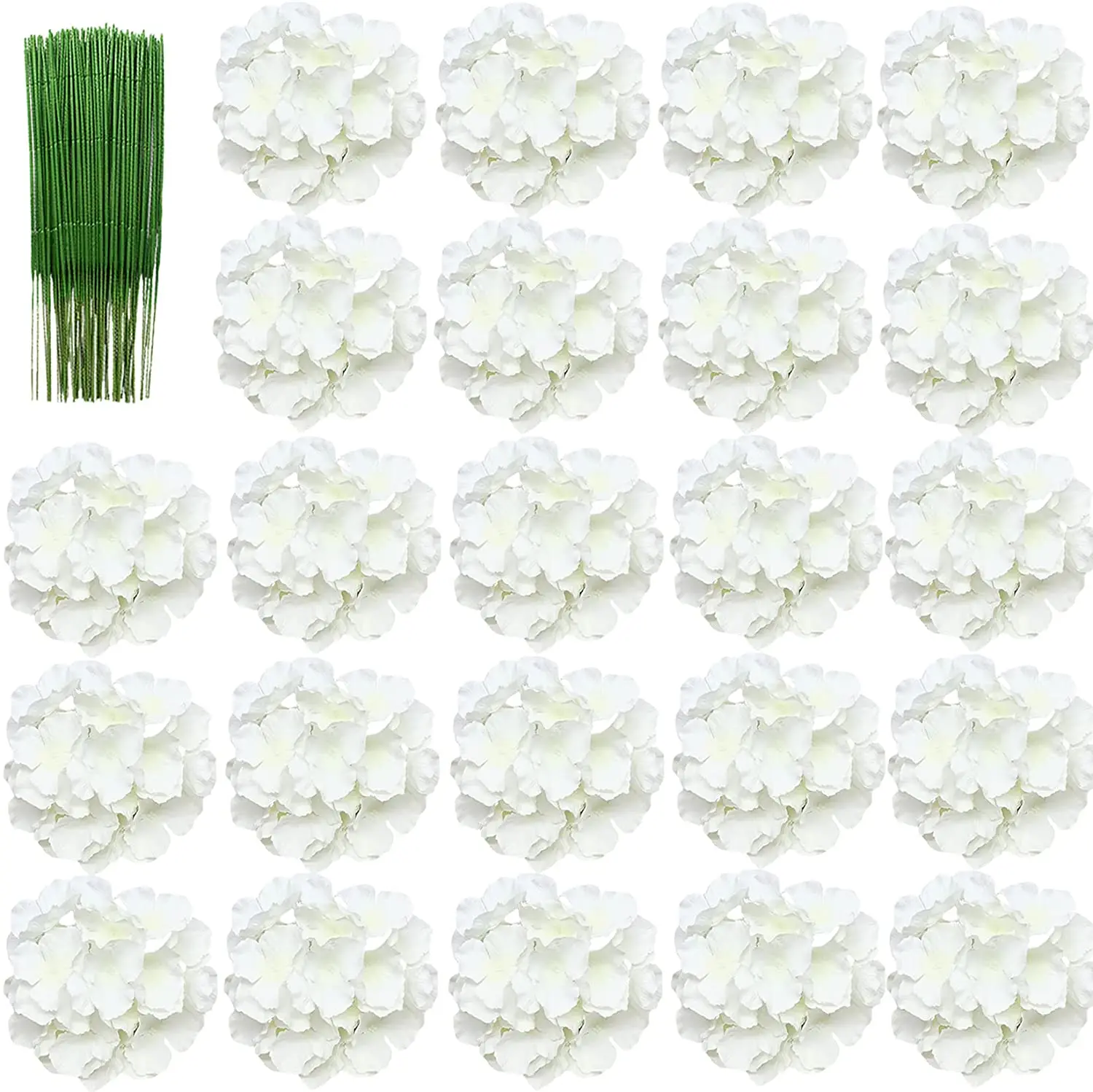 8インチの大きなシルクアジサイ造花ヘッド、茎付き25個入り、 - Florist Supply Bulk のレビューと価格
