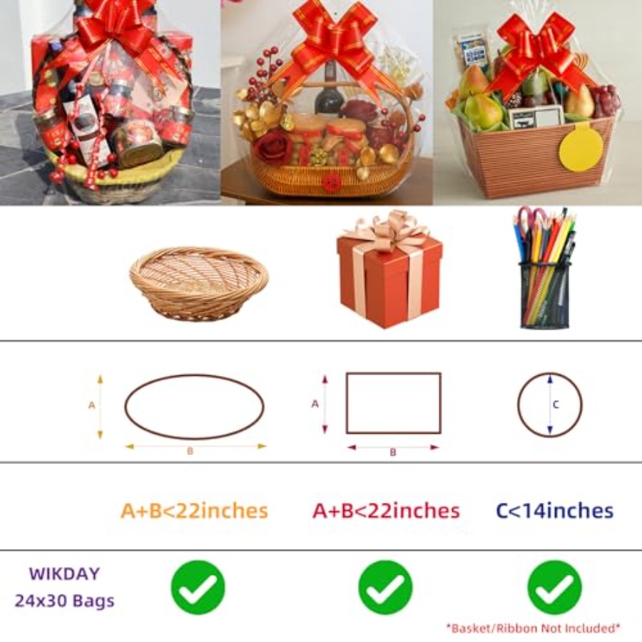 ギフトバスケット用シュリンク包装袋 10枚入り 24x30イ - Cellophane Wrap Clear のレビューと価格