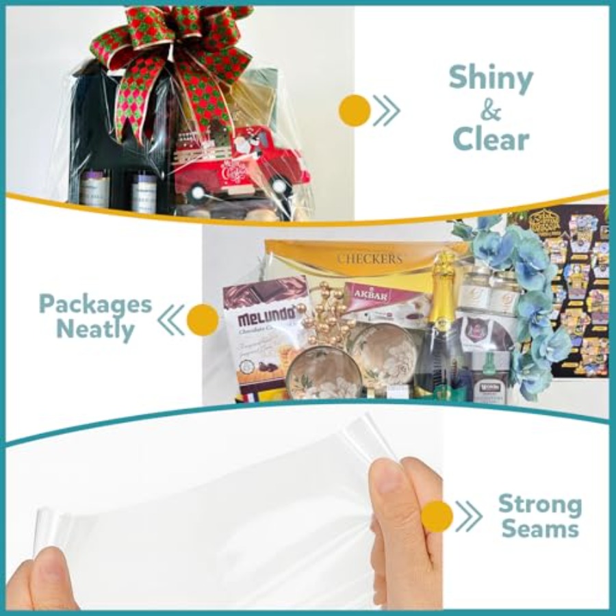 ギフトバスケット用シュリンク包装袋 10枚入り 24x30イ - Cellophane Wrap Clear のレビューと価格