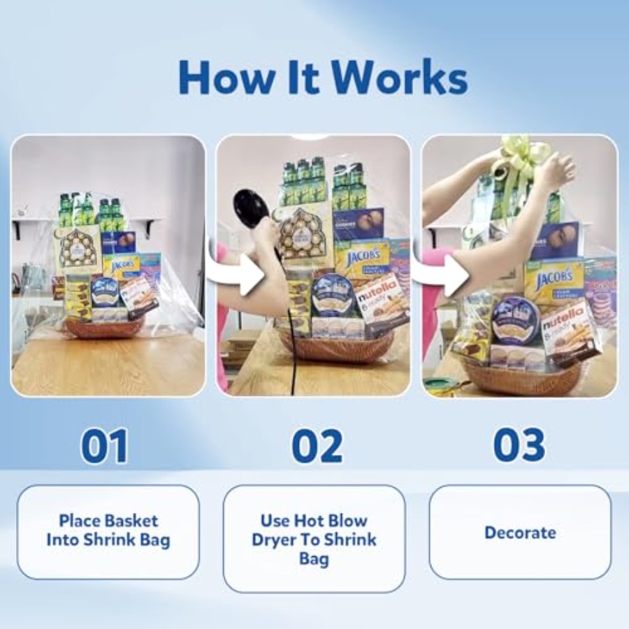 ギフトバスケット用シュリンク包装袋 10枚入り 24x30イ - Cellophane Wrap Clear のレビューと価格