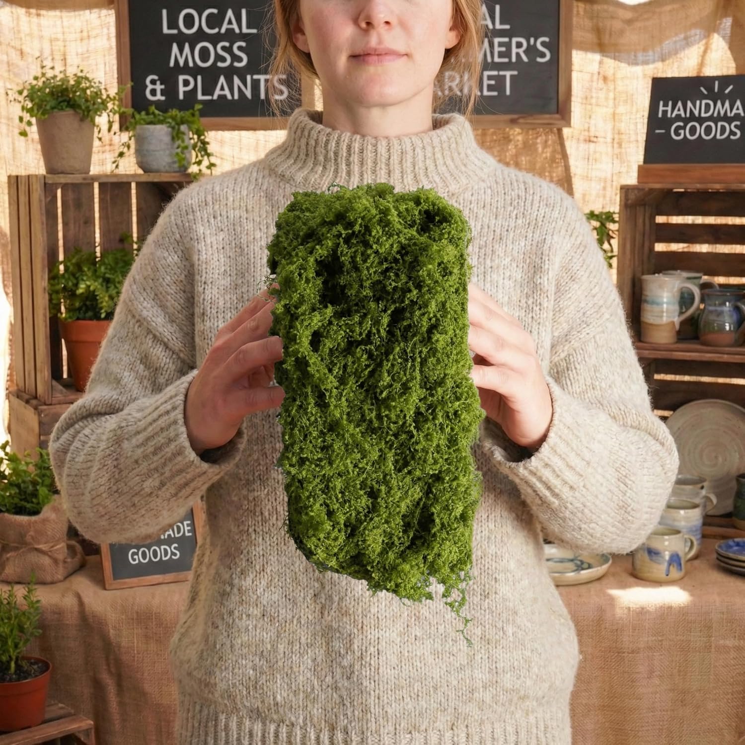 人工モスのテーブルランナー、ダークグリーンのフェイクモスのマ - Preserved Moss Sheet のレビューと価格