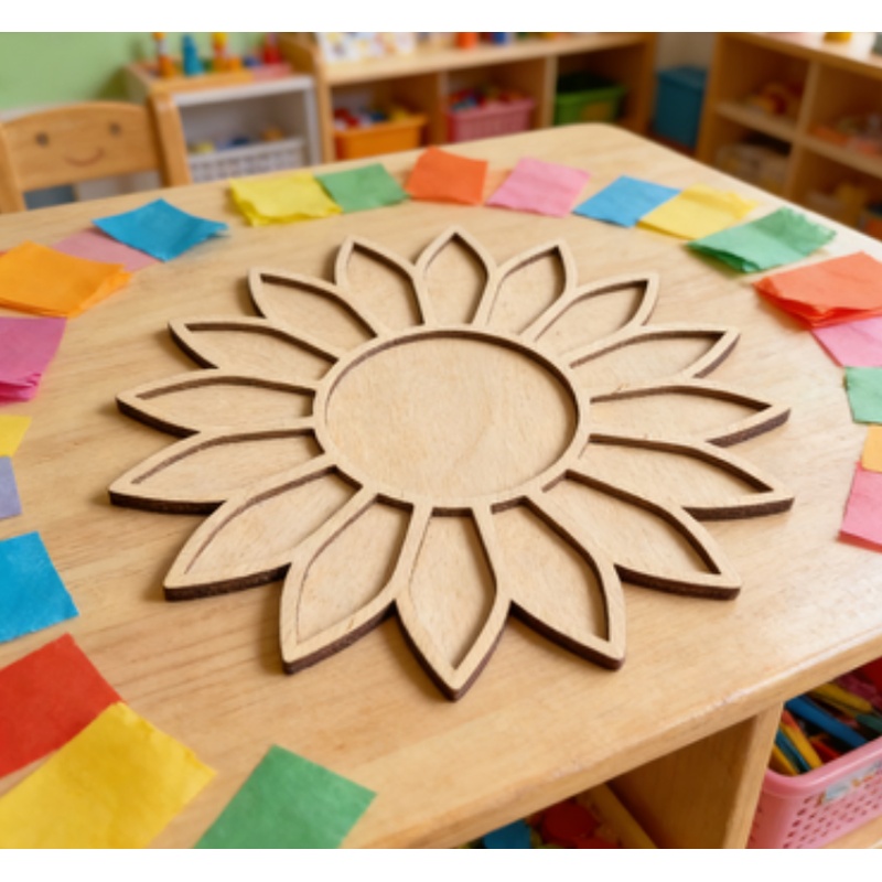 ひまわり木製モザイクトレイ、30センチ未完成の花柄木製フレー - Flower Supplies のレビューと価格