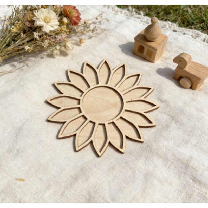 ひまわり木製モザイクトレイ、30センチ未完成の花柄木製フレー - Flower Supplies のレビューと価格