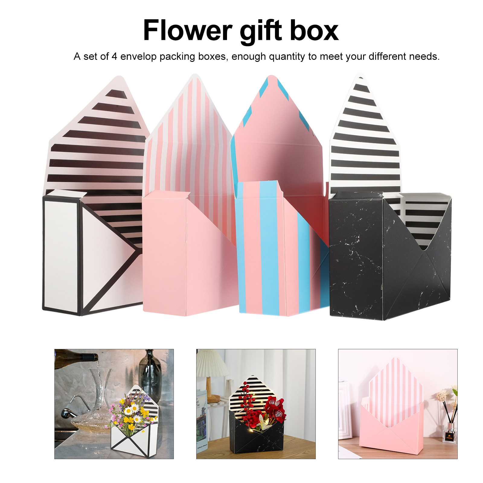 4個入り花柄封筒ボックス 結婚式 誕生日パーティー ブーケ包 - The Florist Supply のレビューと価格