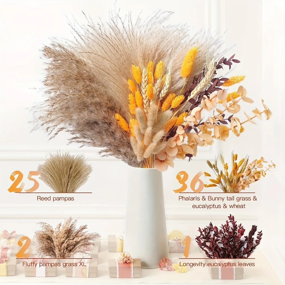 80 個のナチュラルドライフラワーブーケ家の装飾ススキ葦草ウ - Dried Flower Bunch のレビューと価格