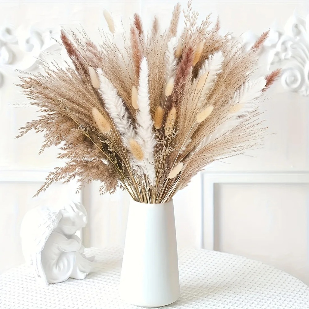 80 個のナチュラルドライフラワーブーケ家の装飾ススキ葦草ウ - Dried Flower Bunch のレビューと価格