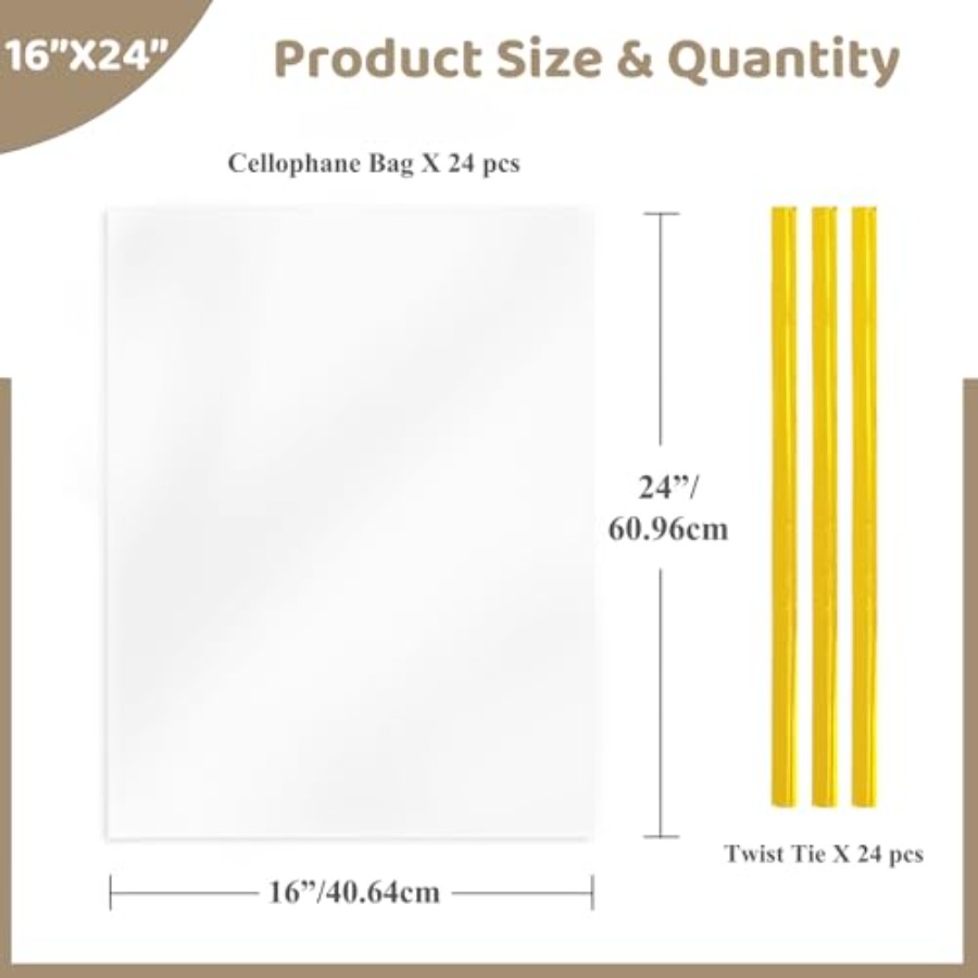 ギフトバスケット用セロファンラップ 16x24インチ 24枚 - Cellophane Wrap Clear のレビューと価格