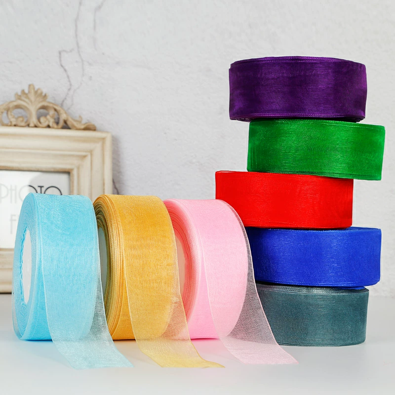 4 センチメートルシフォンオーガンザリボン卸売ギフトラッピン - Ribbon Organza Roll のレビューと価格