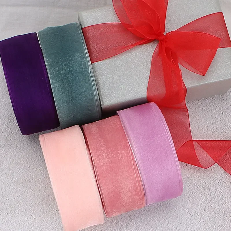 4 センチメートルシフォンオーガンザリボン卸売ギフトラッピン - Ribbon Organza Roll のレビューと価格