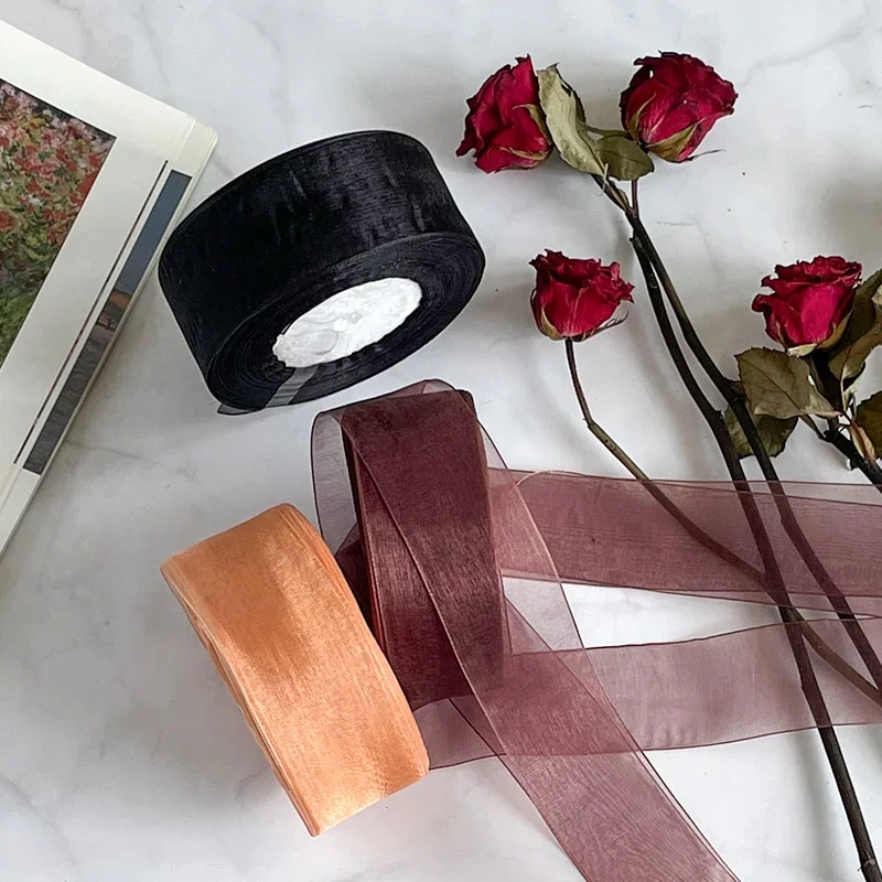 4 センチメートルシフォンオーガンザリボン卸売ギフトラッピン - Ribbon Organza Roll のレビューと価格