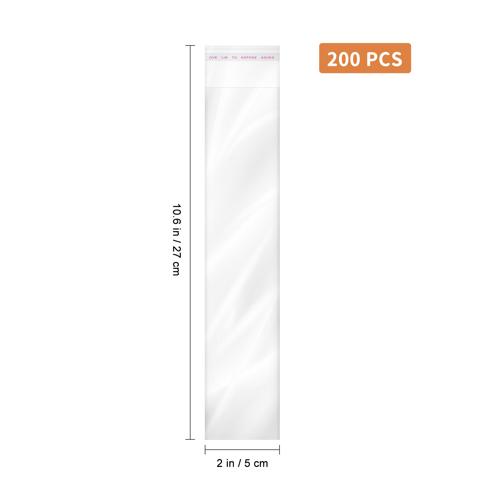 200枚入り 透明自己粘着OPP袋 5x27cm 長尺セロフ - Cellophane Wrap Clear のレビューと価格