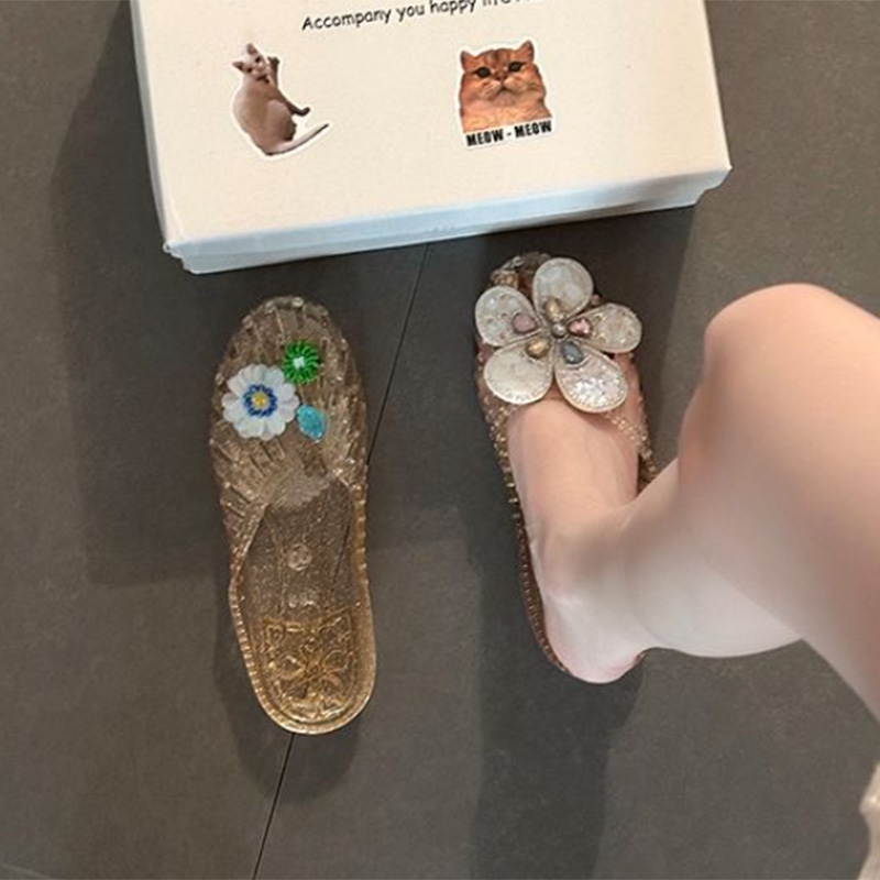 韓国クリスタルフラワーゼリーシューズ女性のドーパミン DIY - Florist Supplies のレビューと価格