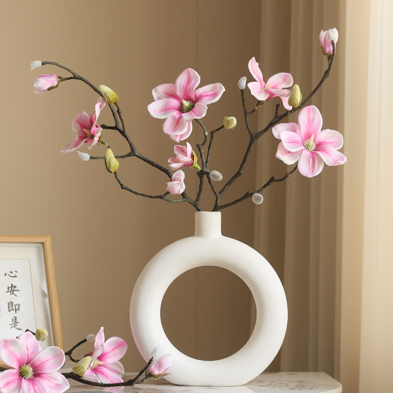 人工マグノリアの花,58cm,家の装飾,レトロな花の装飾品, - Dried Flower Bunch のレビューと価格