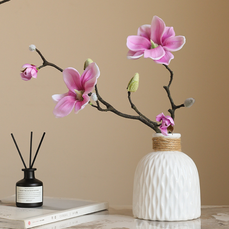 人工マグノリアの花,58cm,家の装飾,レトロな花の装飾品, - Dried Flower Bunch のレビューと価格