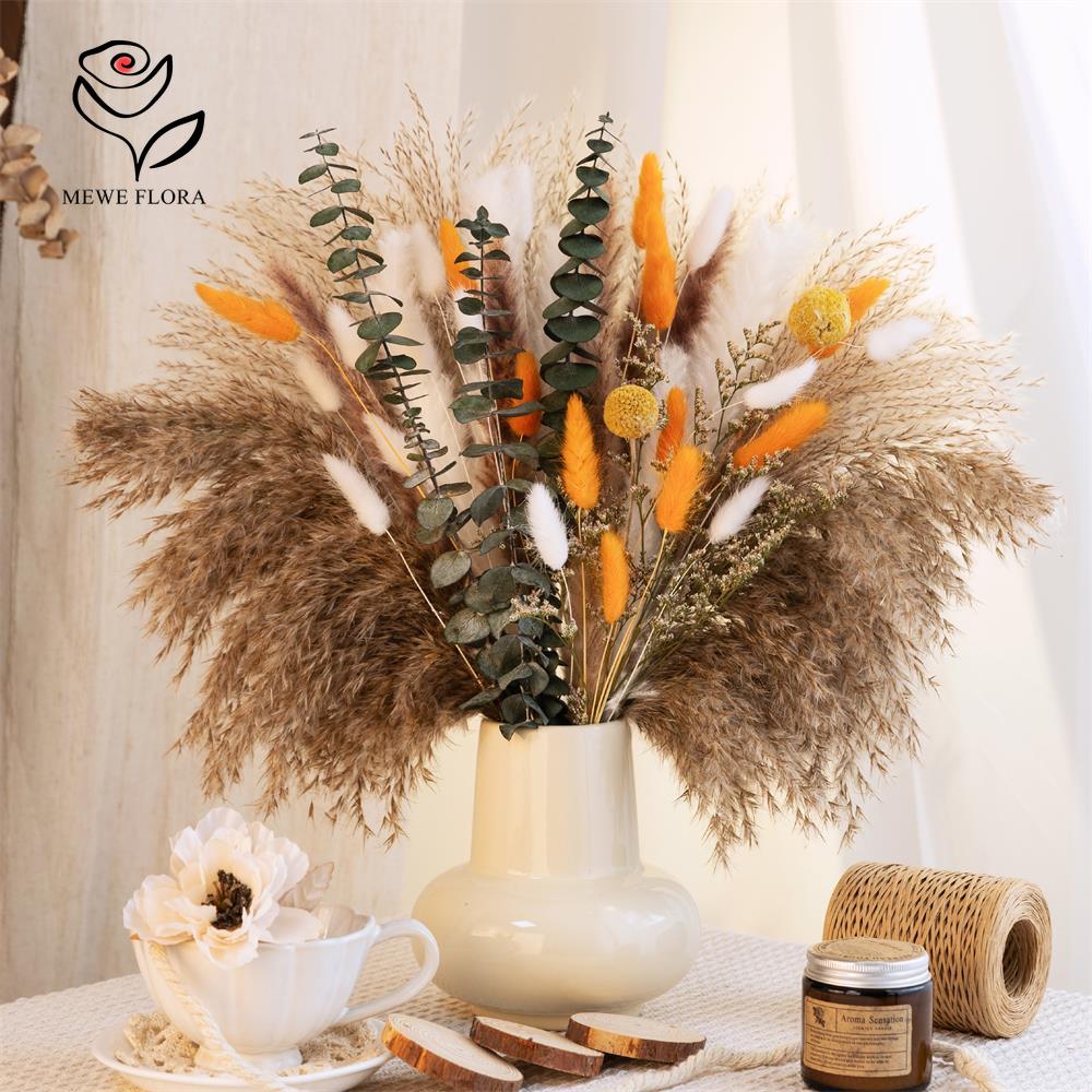 65 個オレンジススキの花束秋のドライフラワー束自由奔放に生 - Dried Flower Bunch のレビューと価格