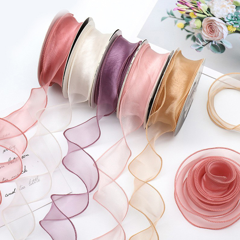ギフト包装用の純粋なシルクリボン,サテンリボン,縫製用品,ウ - Ribbon Organza Roll のレビューと価格
