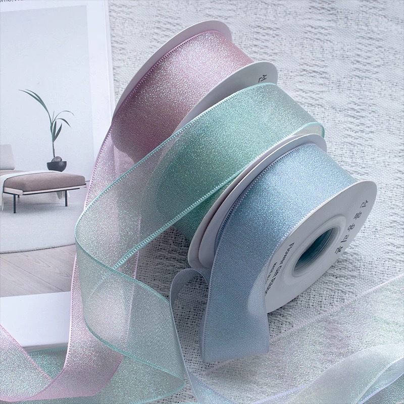 カラフルなオーガンザリボン,日曜大工のギフトボックス,包装材 - Ribbon Organza Roll のレビューと価格