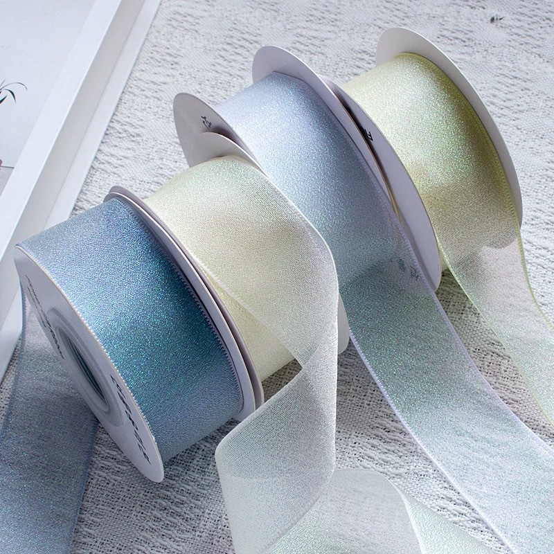 カラフルなオーガンザリボン,日曜大工のギフトボックス,包装材 - Ribbon Organza Roll のレビューと価格