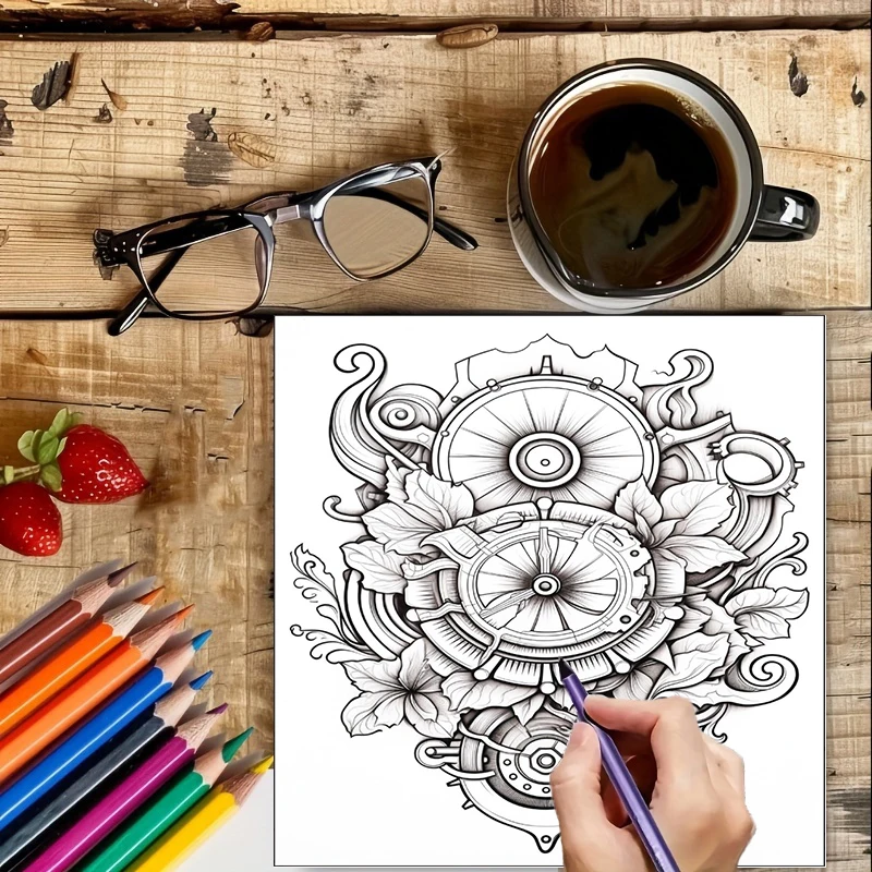 塗り絵ブック スチームパンクフラワー 大人向け塗り絵ブック、 - Flower Supplies のレビューと価格
