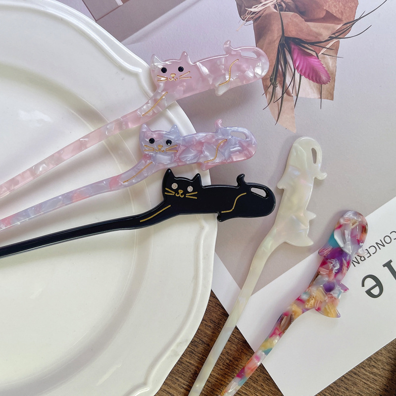 中国風のヘアピン女性のためのクリエイティブ猫の花のタッセルヘ - Florist Supplies のレビューと価格