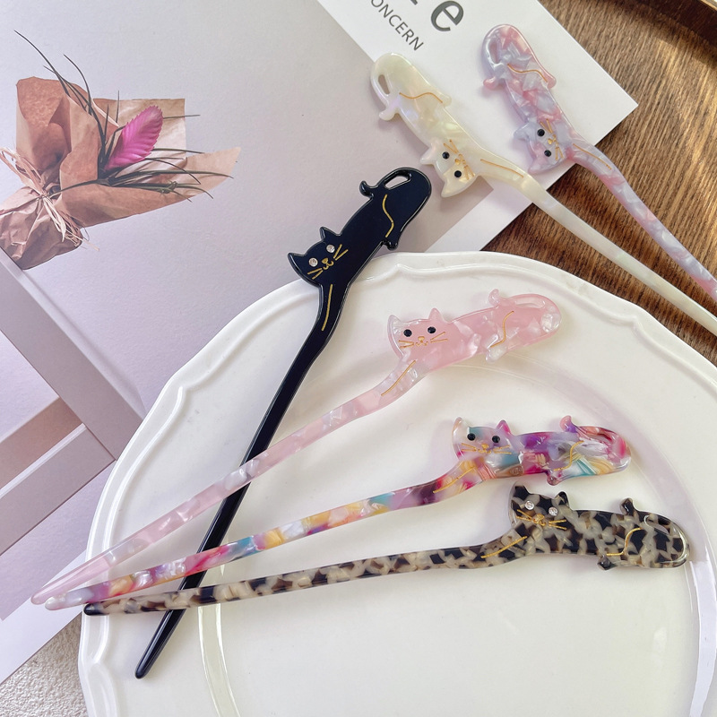 中国風のヘアピン女性のためのクリエイティブ猫の花のタッセルヘ - Florist Supplies のレビューと価格