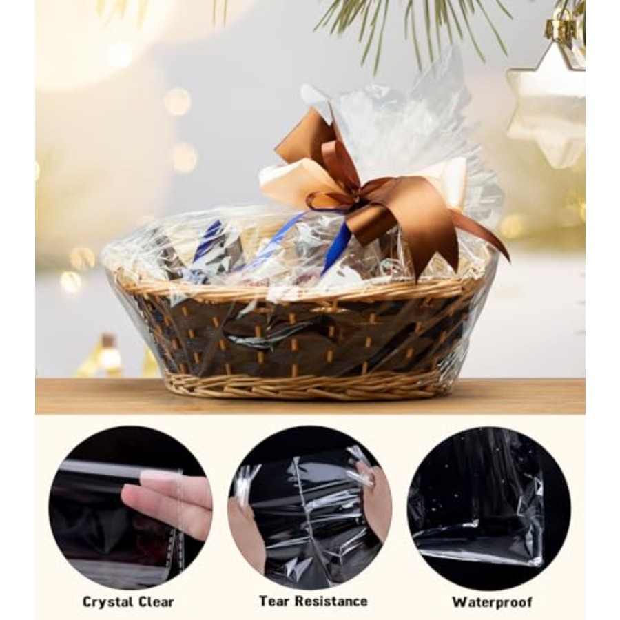 特大セロファンバッグ6枚、30x40インチの透明セロファンラ - Cellophane Wrap Clear のレビューと価格